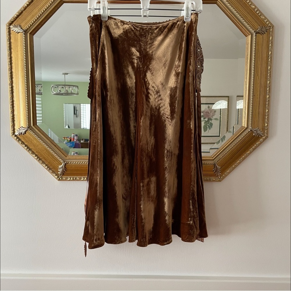 INC International Concepts Shimmering Bronze Velvet Skirt